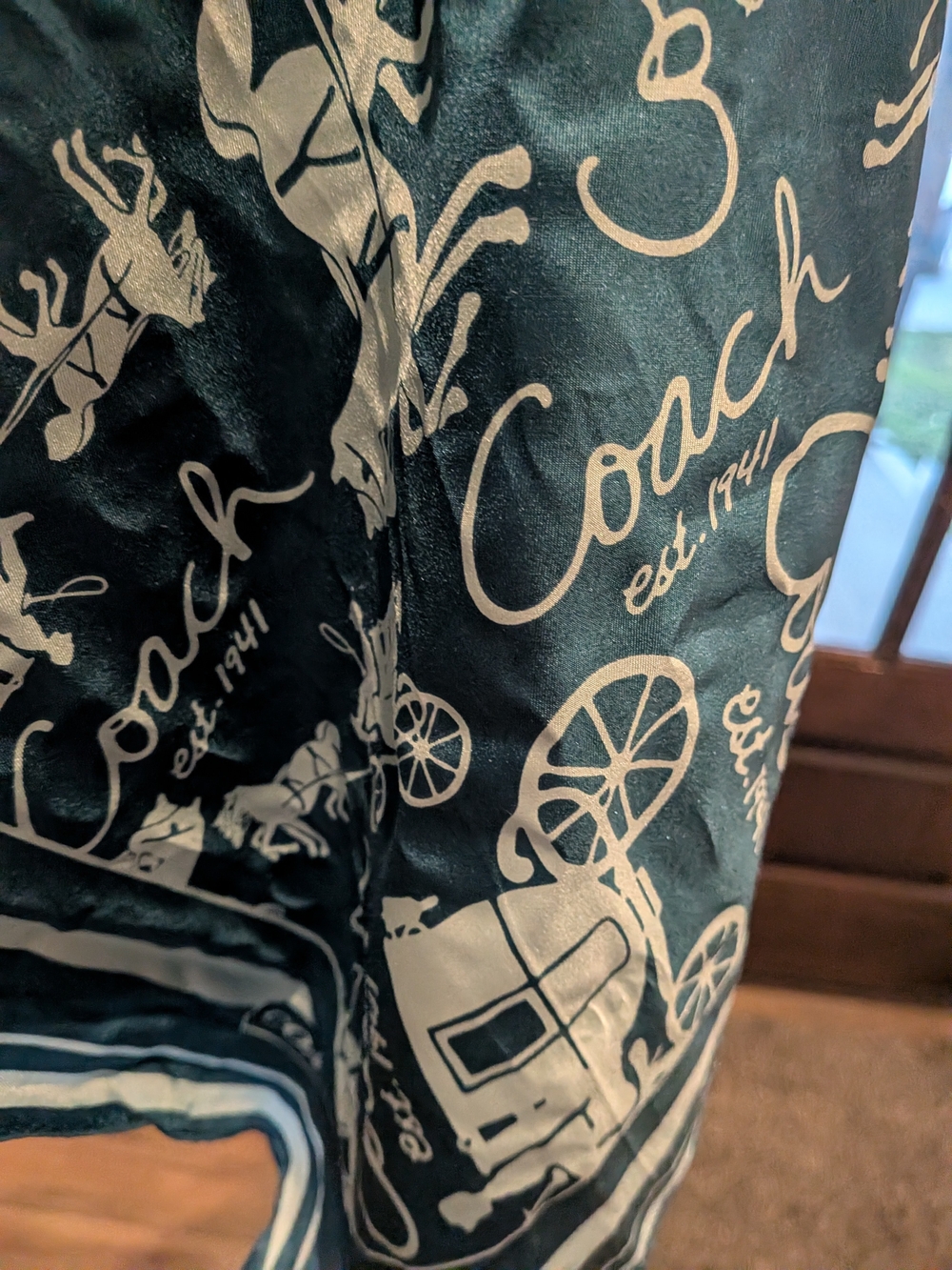 Coach Vintage Silk Treal & White Scarf-horse & Buggie
